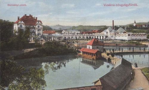 Vizakna:Bercsényi sós tó a szállodával.1913
