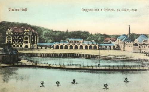 Vizakna:Nagyszálloda a Rákóczi és Mikes tóval.1909